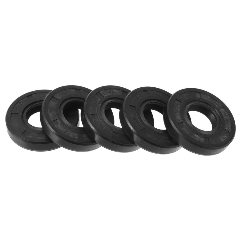 TUCKBOLD Universal Oil Seal TC Double Lip W Steel Spring Seal Ring Rotary Shaft Seal 18x40x8mm High Pressure NBR Rubber Black 5 Pcs - Image 1